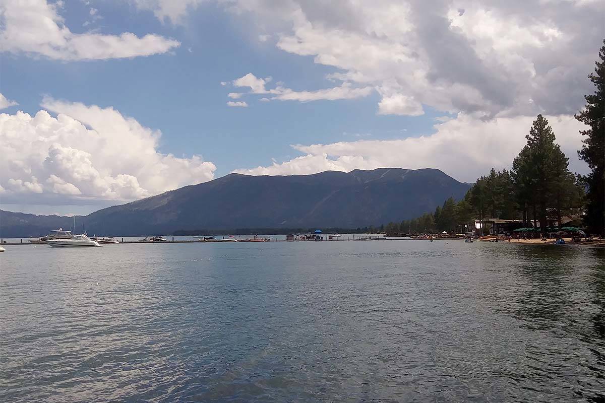 Boats float on Lake Tahoe near South Lake Tahoe, California, in 2017. (Las Vegas Review-Journal)