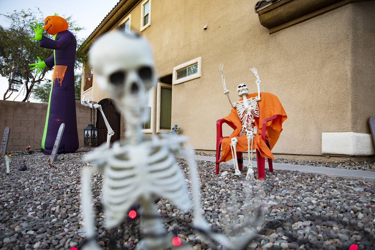 Halloween decorations at the home of Tony and Deedee Fronius in Las Vegas, Sunday, Sept. 27, 20 ...