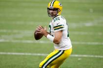 Green Bay Packers quarterback Aaron Rodgers (12) during an NFL football game against the New Or ...