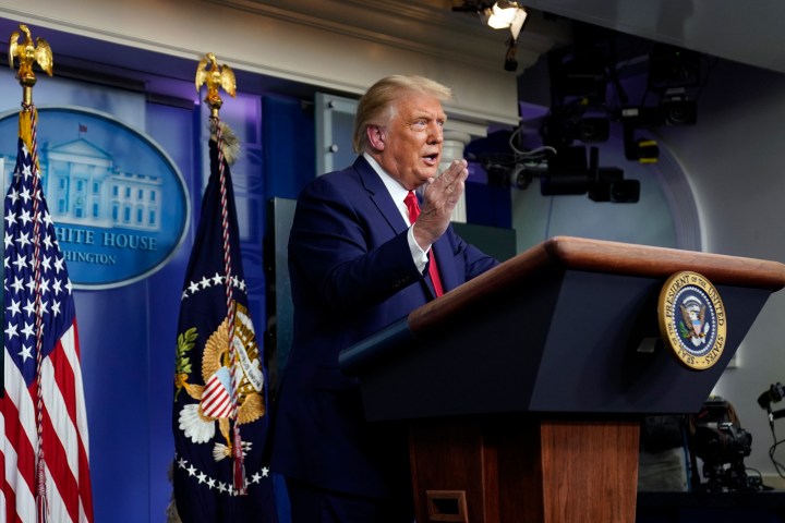 President Donald Trump speaks during a news conference at the White House, Wednesday, Sept. 16, ...