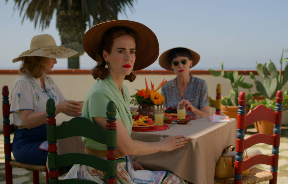 RATCHED (L to R) CYNTHIA NIXON as GWENDOLYN BRIGGS, SARAH PAULSON as MILDRED RATCHED and JUDY D ...