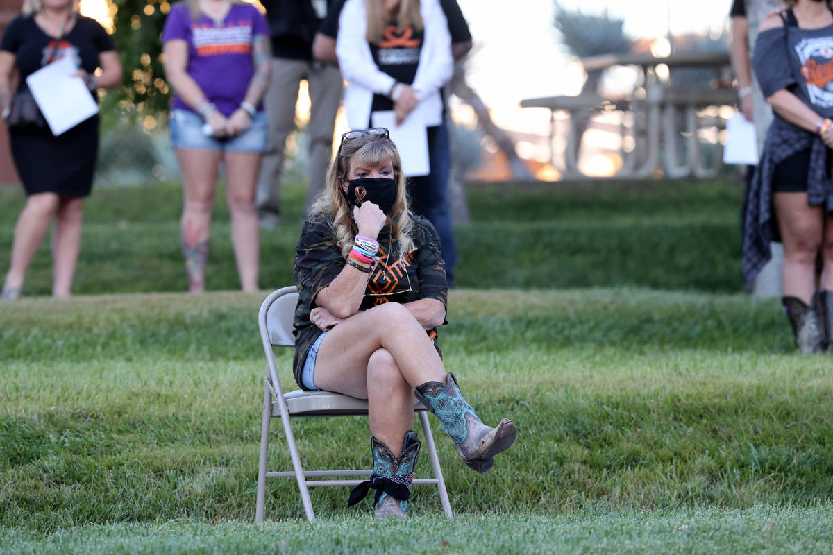 Route 91 Harvest festival shooting survivor Janet Muzio-Medina of Temescal Valley, Calif. durin ...