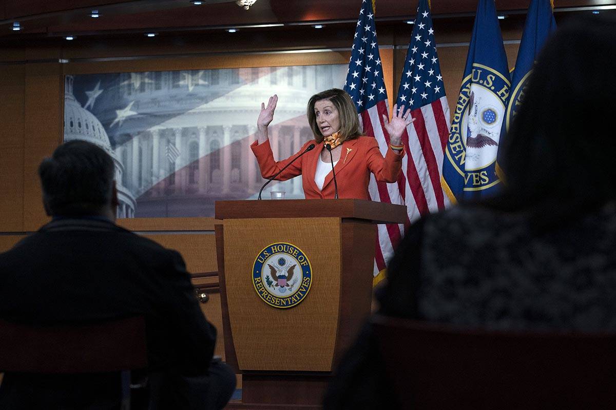 Speaker of the House Nancy Pelosi, D-Calif. speaks during a news conference Thursday, Sept. 24, ...