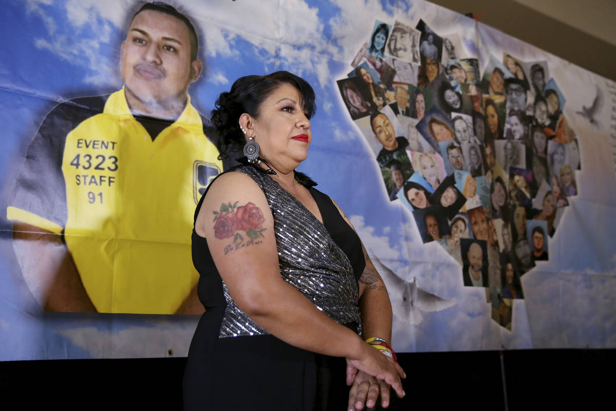 Angelica Cervantes, mother of Erick Silva, a security guard who was shot trying to help people ...