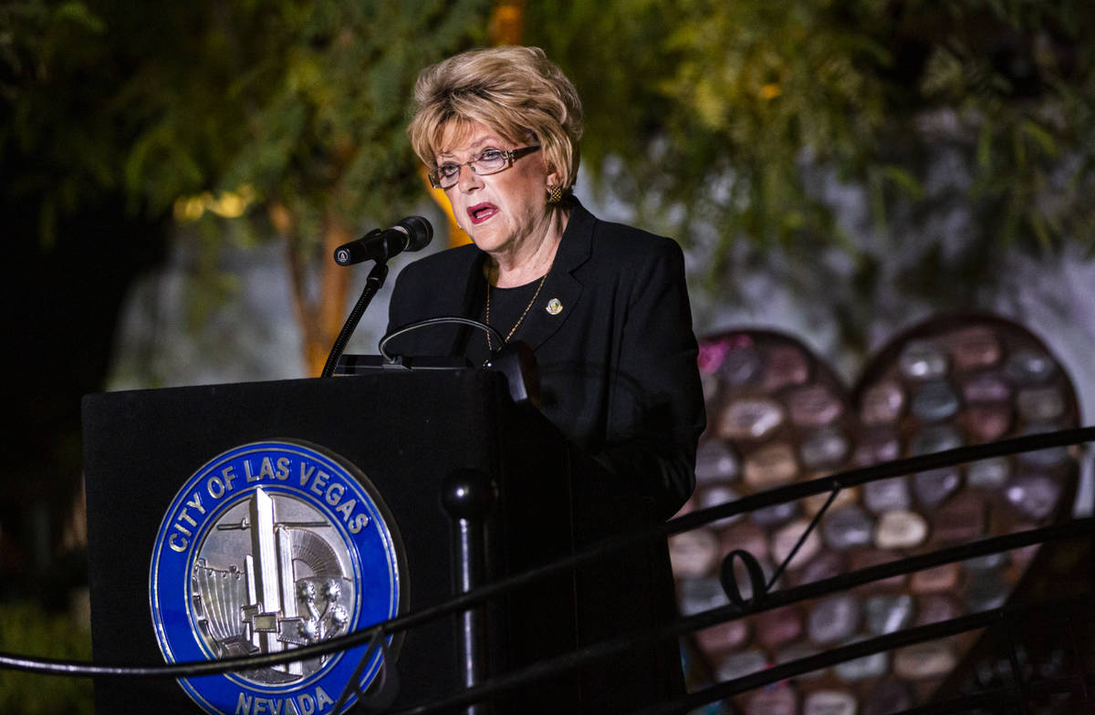 Las Vegas Mayor Carolyn Goodman speaks before reading the names of the victims killed in the Ro ...