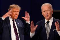 President Donald Trump, left, and former Vice President Joe Biden are seen during the first pre ...