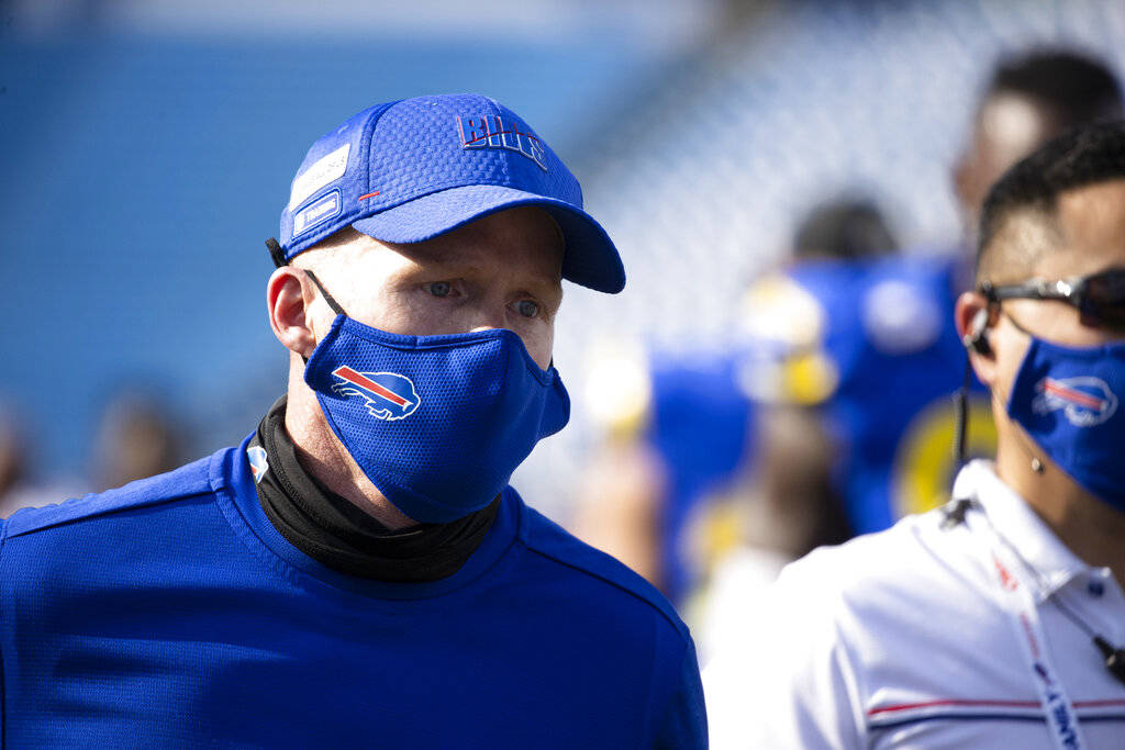Buffalo Bills head coach Sean McDermott walks off the field after an NFL football game against ...