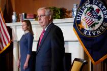 Senate Majority Leader Mitch McConnell of Ky., meets with Supreme Court nominee Judge Amy Coney ...