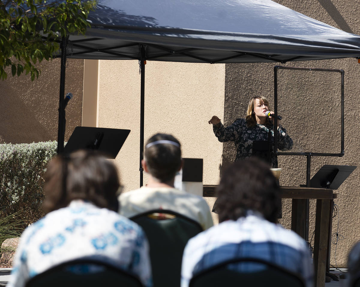 Katie Beall sings at the first live service for her church since the coronavirus pandemic&#x573 ...