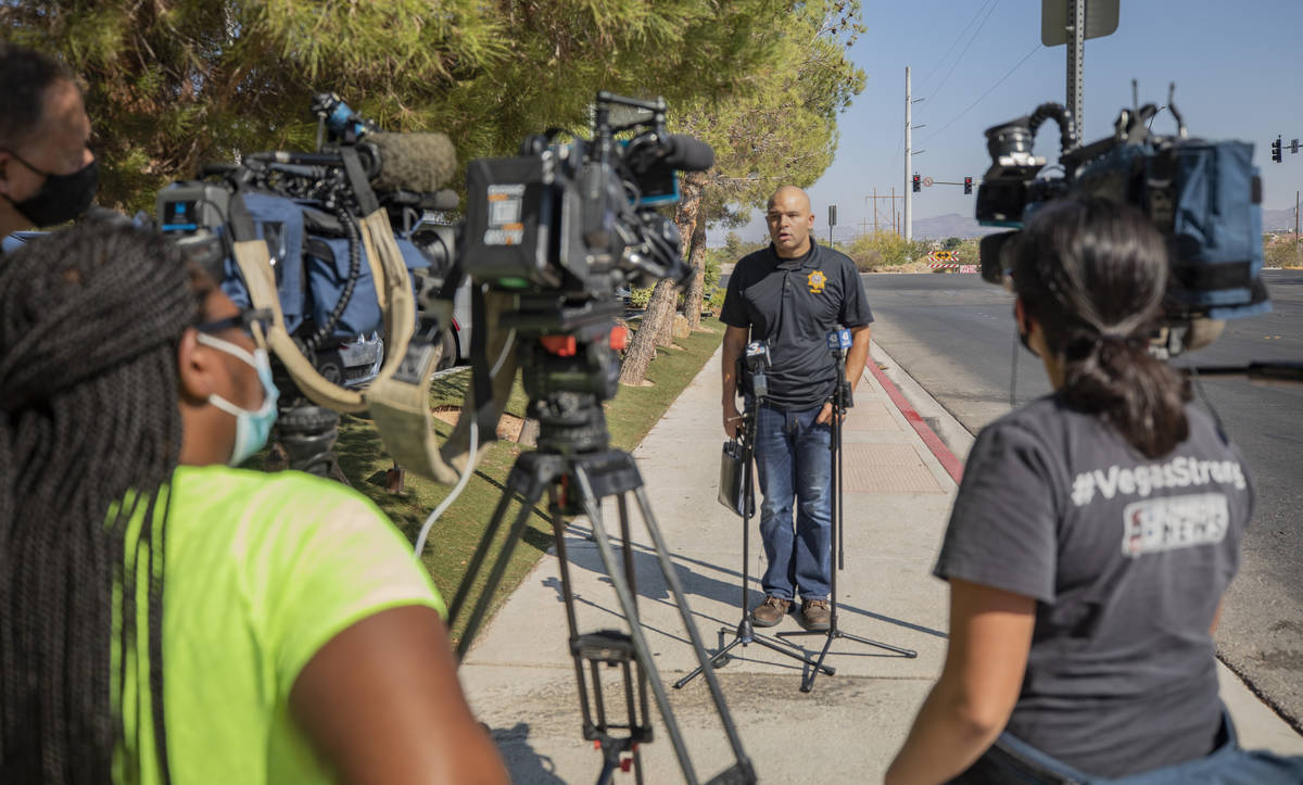 Metropolitan Police Department Lt. Ray Spencer gives a media briefing regarding a homicide inve ...