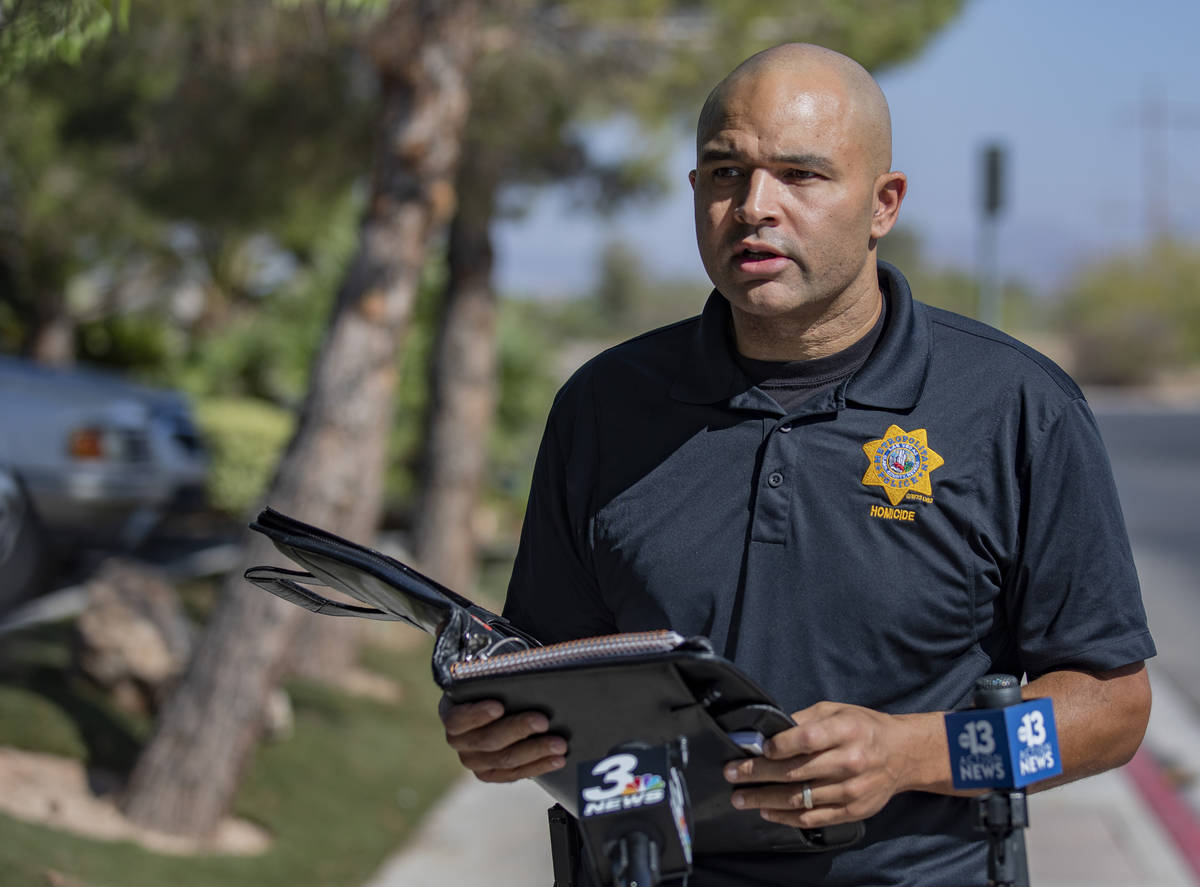 Metropolitan Police Department Lt. Ray Spencer gives a media briefing regarding a homicide inve ...