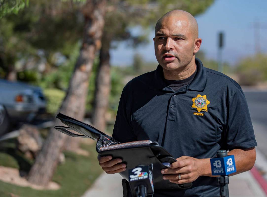 Metropolitan Police Department Lt. Ray Spencer gives a media briefing regarding a homicide inve ...