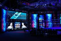 Top Rank's made-for-TV boxing set at the MGM Grand's Grand Ballroom sits empty before a night o ...