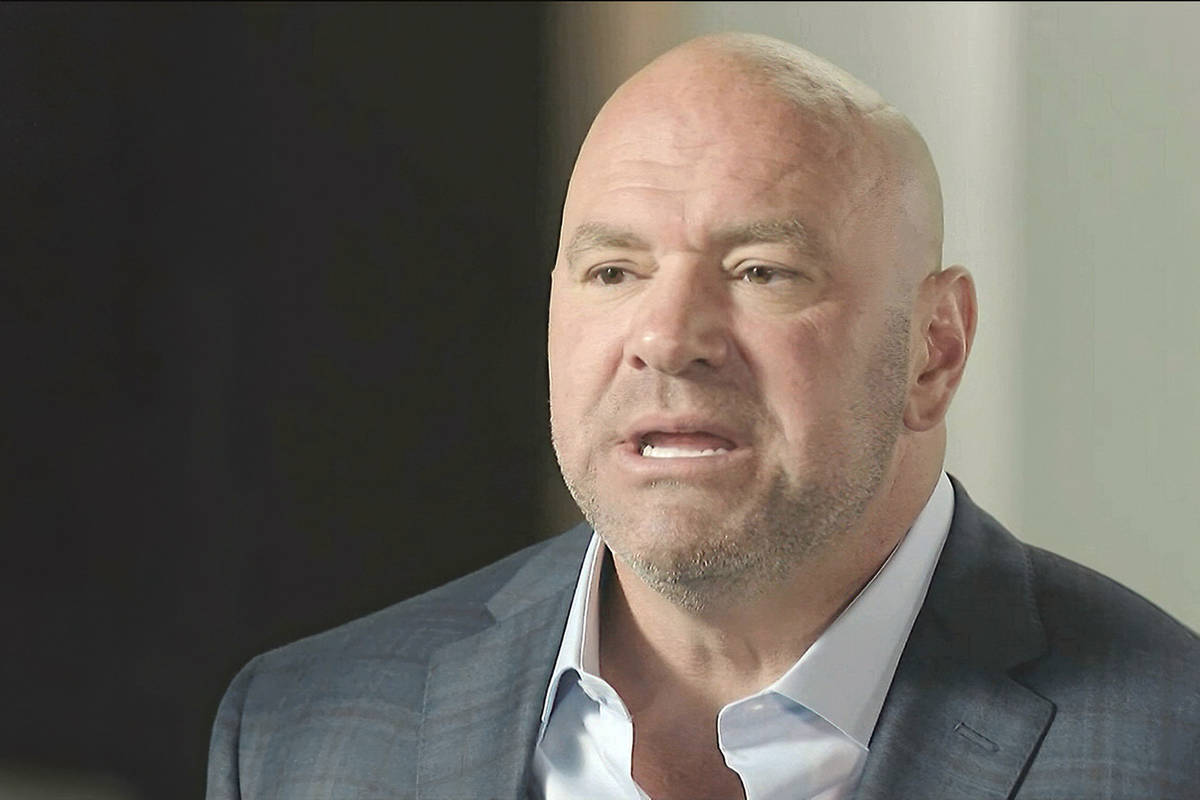 In this image from video, Ultimate Fighting Championship president Dana White speaks during the ...