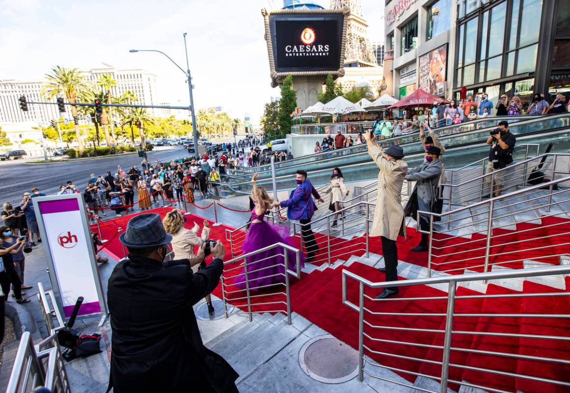 Dancers perform to mark the reopening of the Planet Hollywood Resort in Las Vegas on Thursday, ...