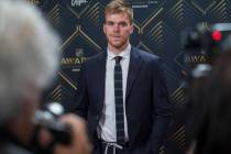 Edmonton Oilers center Connor McDavid walks the red carpet before the start of the NHL Awards o ...