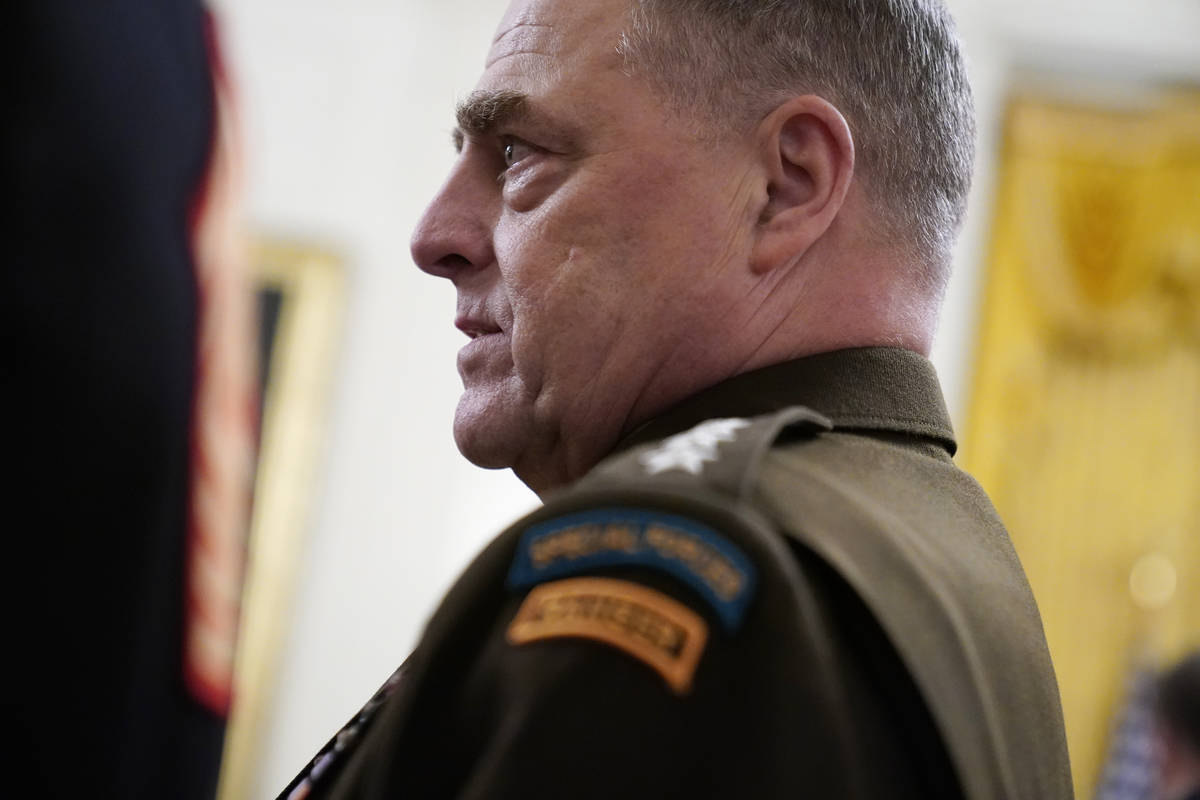 Chairman of the Joint Chiefs of Staff Gen. Mark Milley arrives for the presentation of the Meda ...