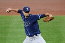 Tampa Bay Rays starting pitcher Charlie Morton delivers a pitch during a baseball game against ...
