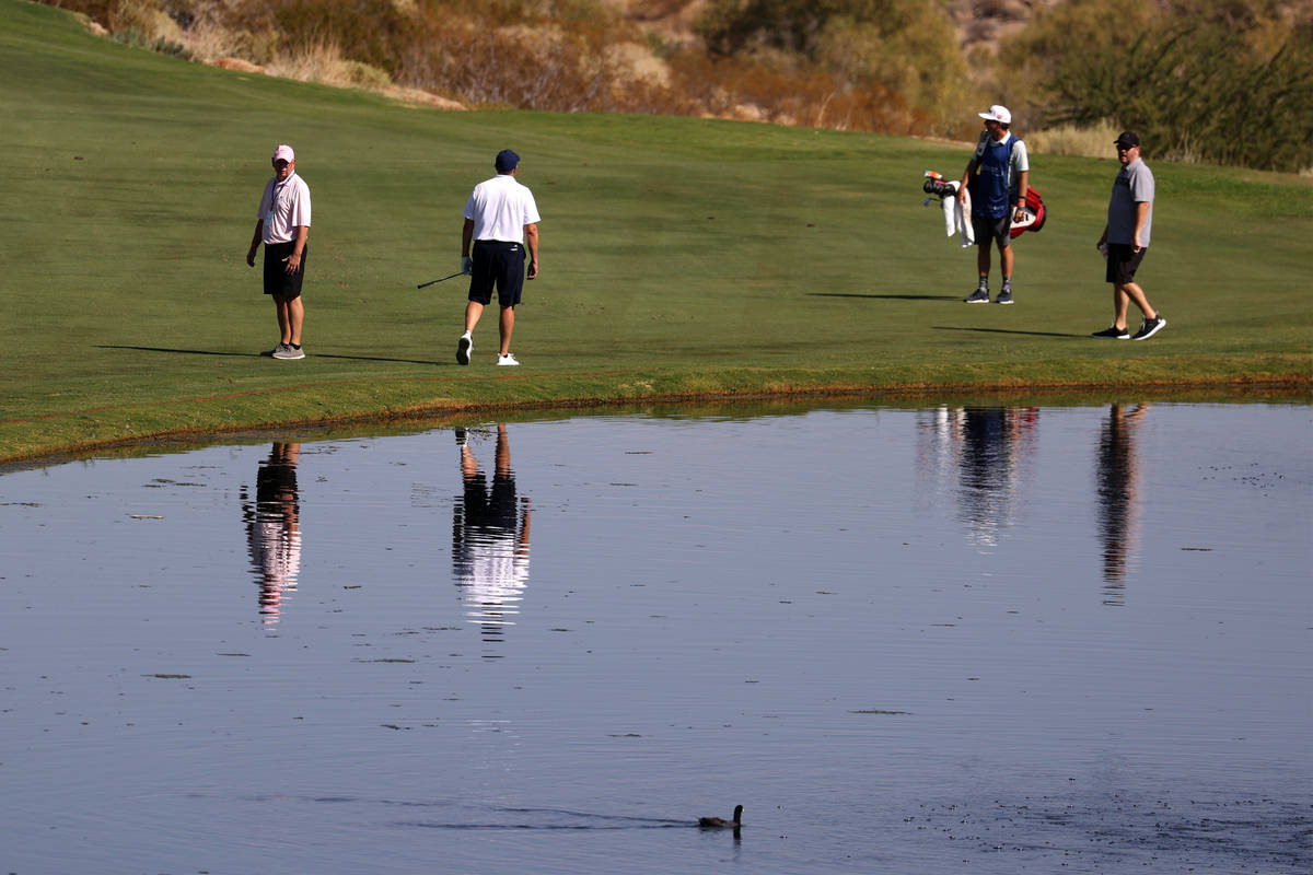 People play the 18th hole during the Pro-Am event in the 2020 Shriners Hospitals for Children O ...