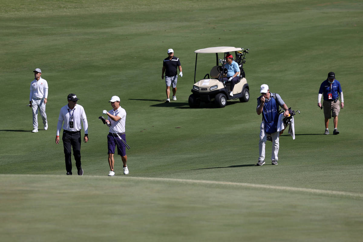 Kevin Na, far left, participates during the Pro-Am event in the 2020 Shriners Hospitals for Chi ...