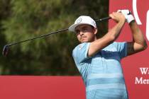 Rickie Fowler tees off at the first hole during the Pro-Am event in the 2020 Shriners Hospitals ...