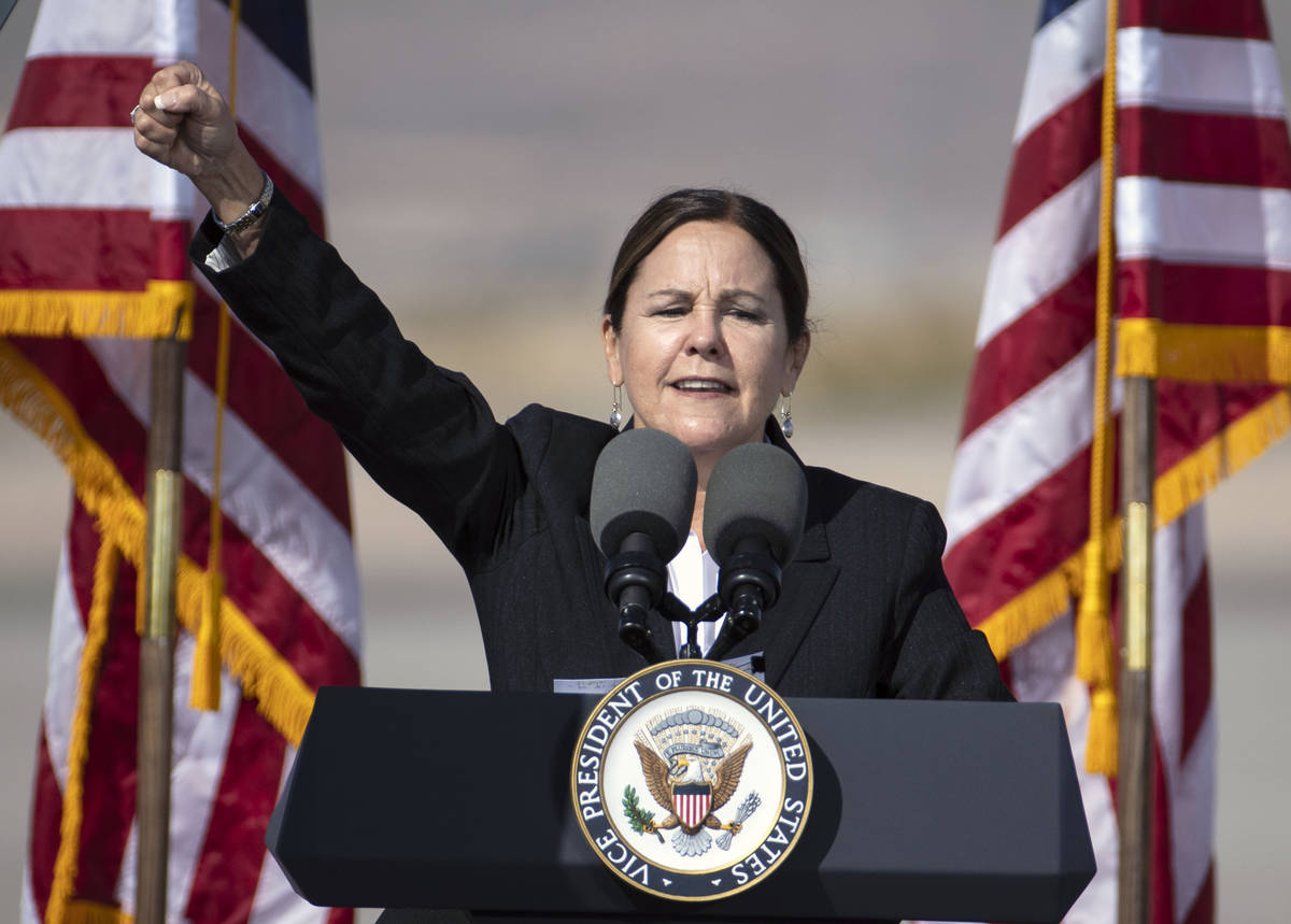 Vice President Mike Pence's wife Karen speaks during Make America Great Again event at Boulder ...