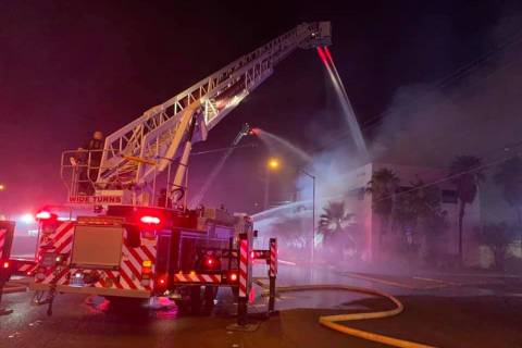 North Las Vegas firefighters battled a two-alarm fire on Thursday, July 9, 2020, near the inter ...