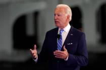 Democratic presidential candidate former Vice President Joe Biden speaks at a NBC Town Hall at ...
