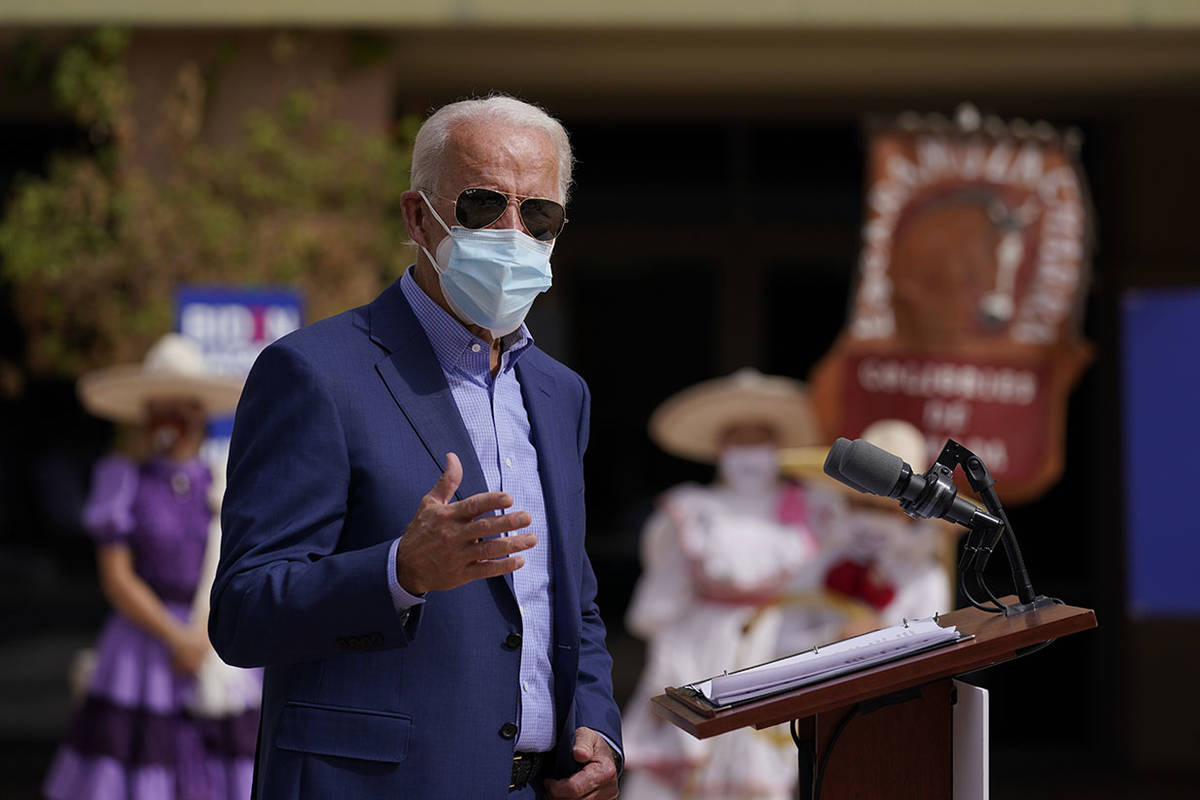 Democratic presidential candidate former Vice President Joe Biden speaks as he visits East Las ...