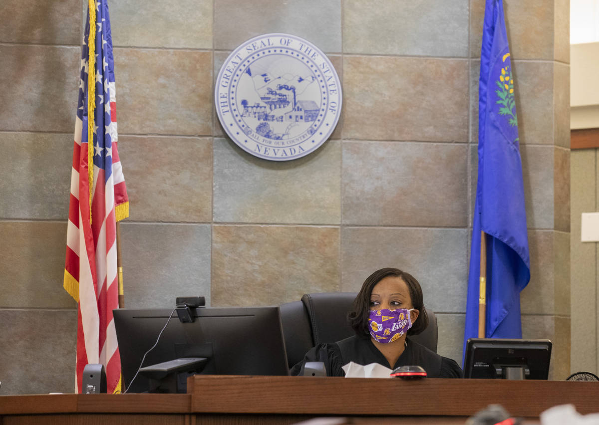 District Judge Tierra Jones speaks during Chuck Chaiyakul's sentencing at the Regional Justice ...