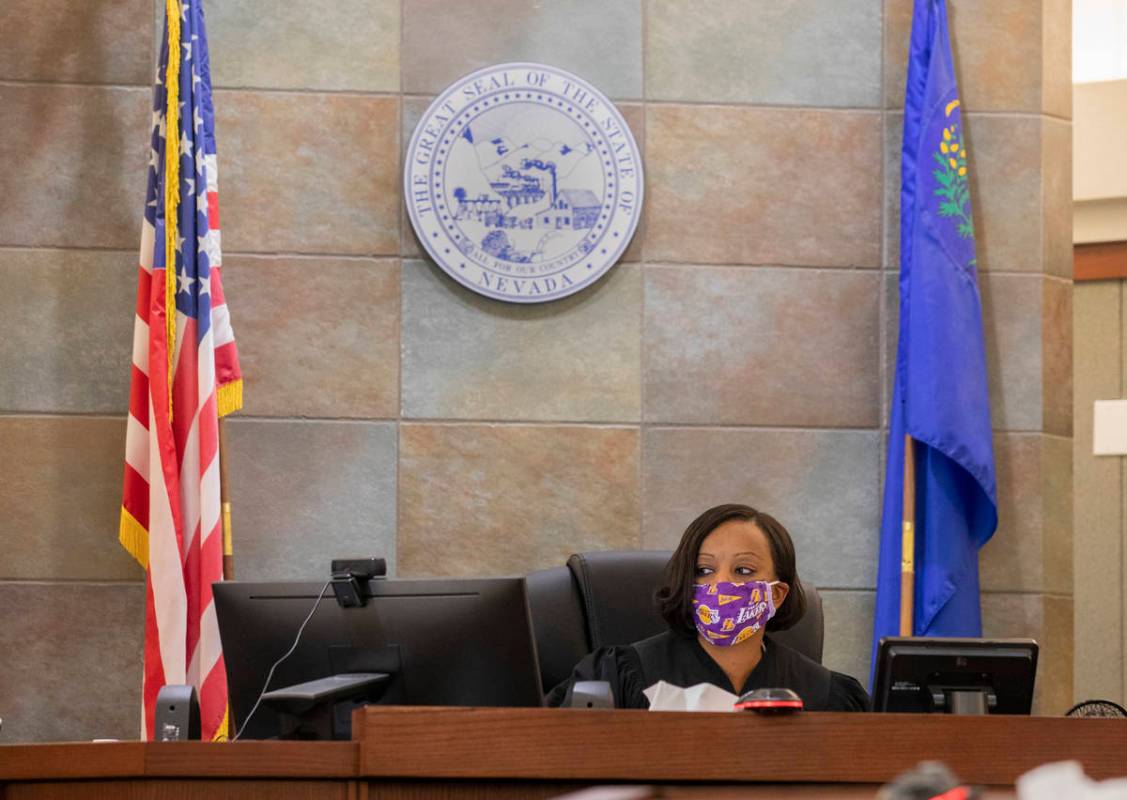 District Judge Tierra Jones speaks during Chuck Chaiyakul's sentencing at the Regional Justice ...