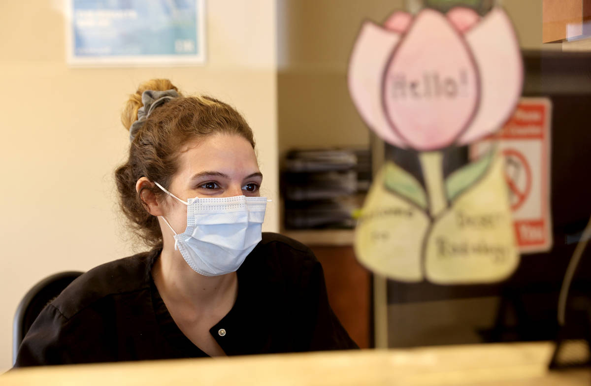 Alyssa Eiring, a medical receptionist at Desert Radiology at 6675 S. Cimarron Road in Las Vegas ...