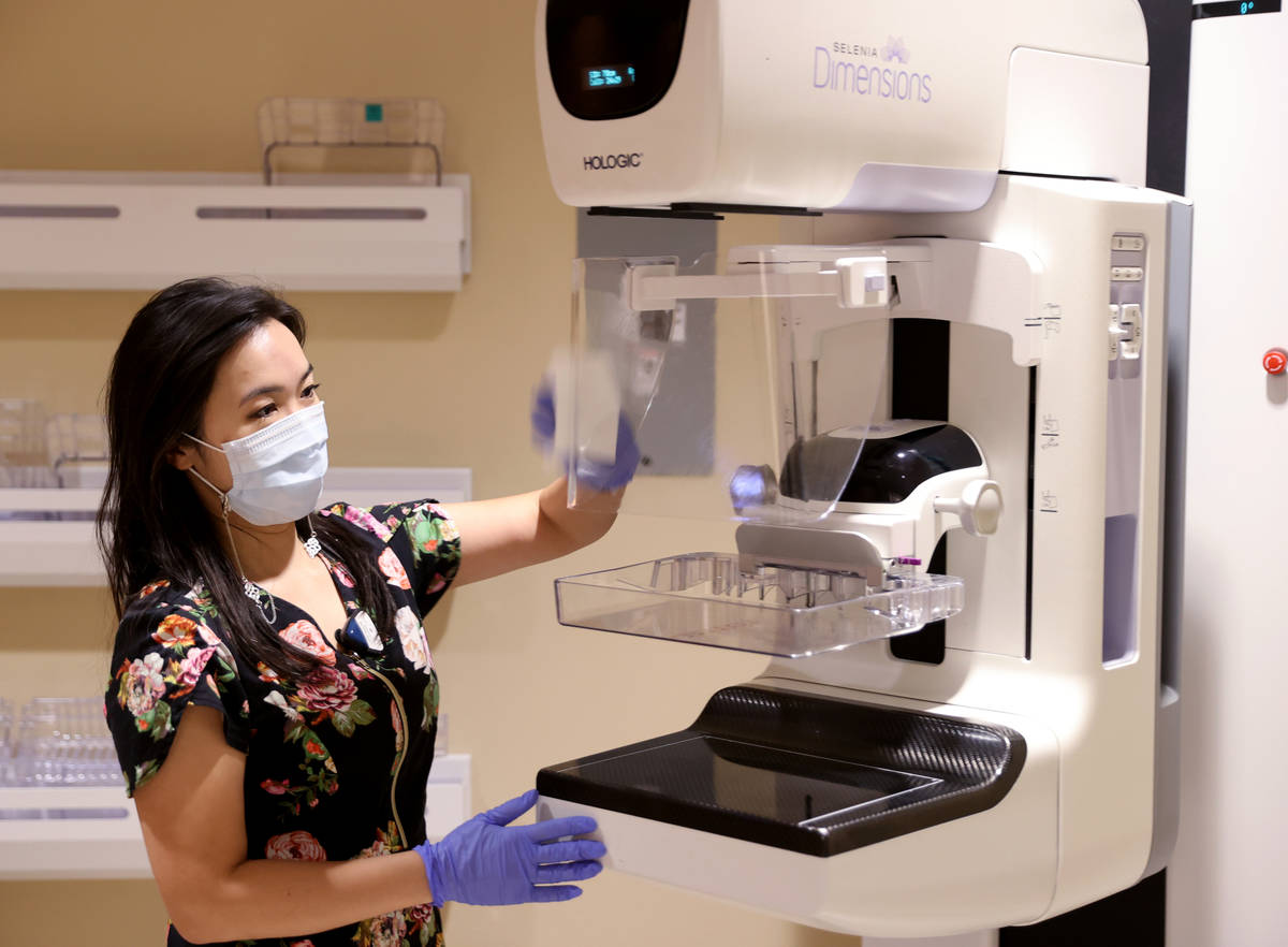 Queenie Lai, a mammography technologist at Desert Radiology, prepares for a patient at the DR l ...