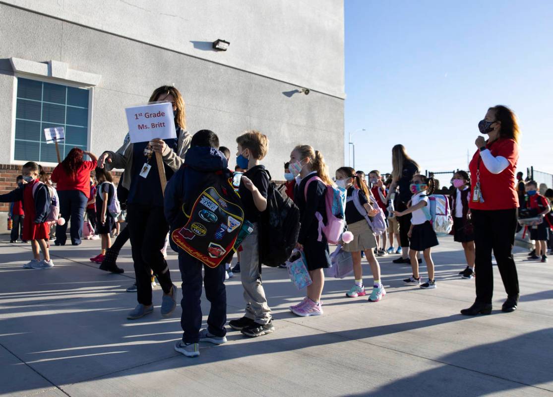 Victoria Welling, principal of Legacy Traditional School, watches as kindergarten and first gra ...