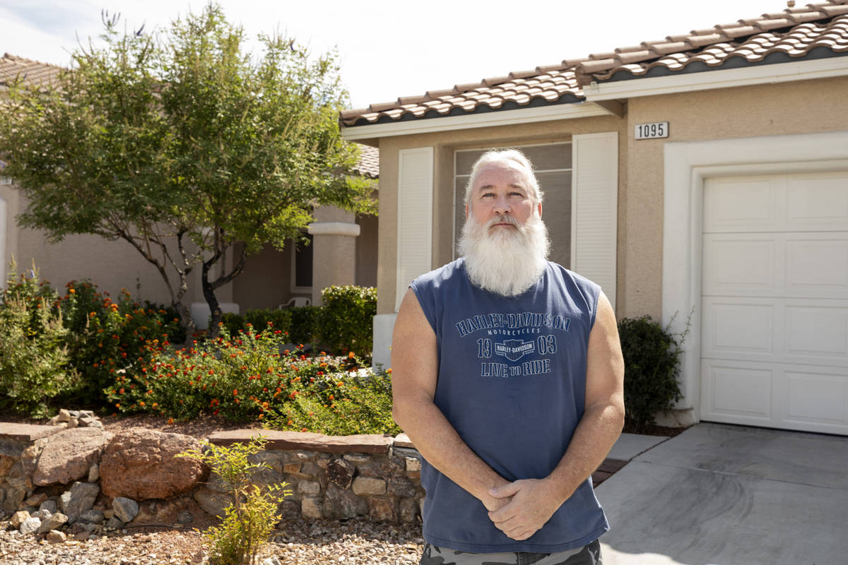 Las Vegas landlord Bob Smith, 57, is photographed outside of his previous tenant's rental home, ...