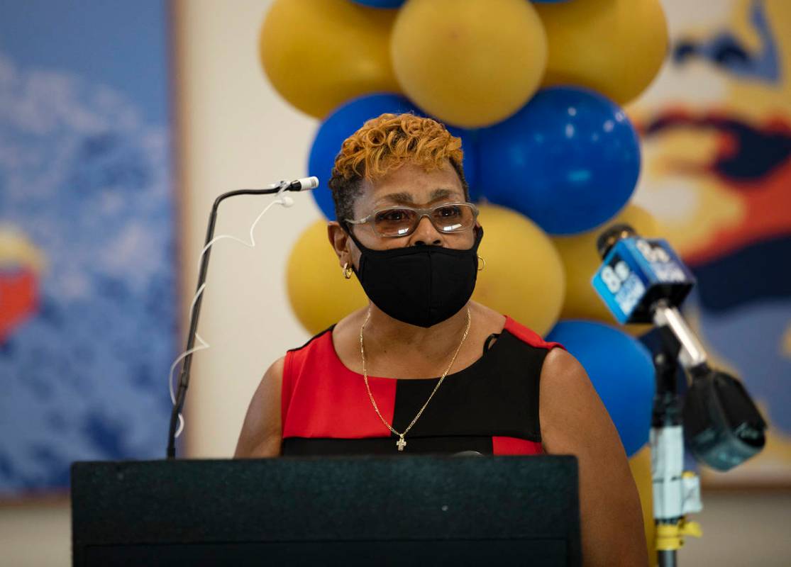 One of the seniors that uses the center Sarah Cole speaks at a dedication ceremony for the newl ...