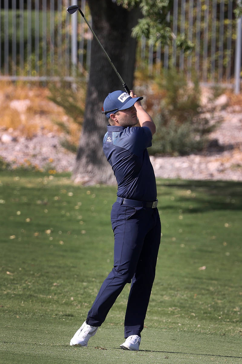 Austin Cook hits the ball on the fairway at the fourth hole during round two of the 2020 Shrine ...