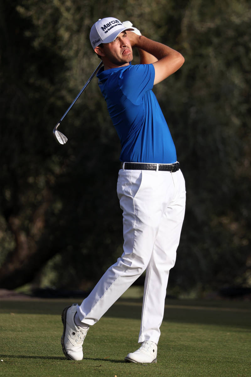 Patrick Cantlay tees off at the 14th hole during round two of the 2020 Shriners Hospitals for C ...