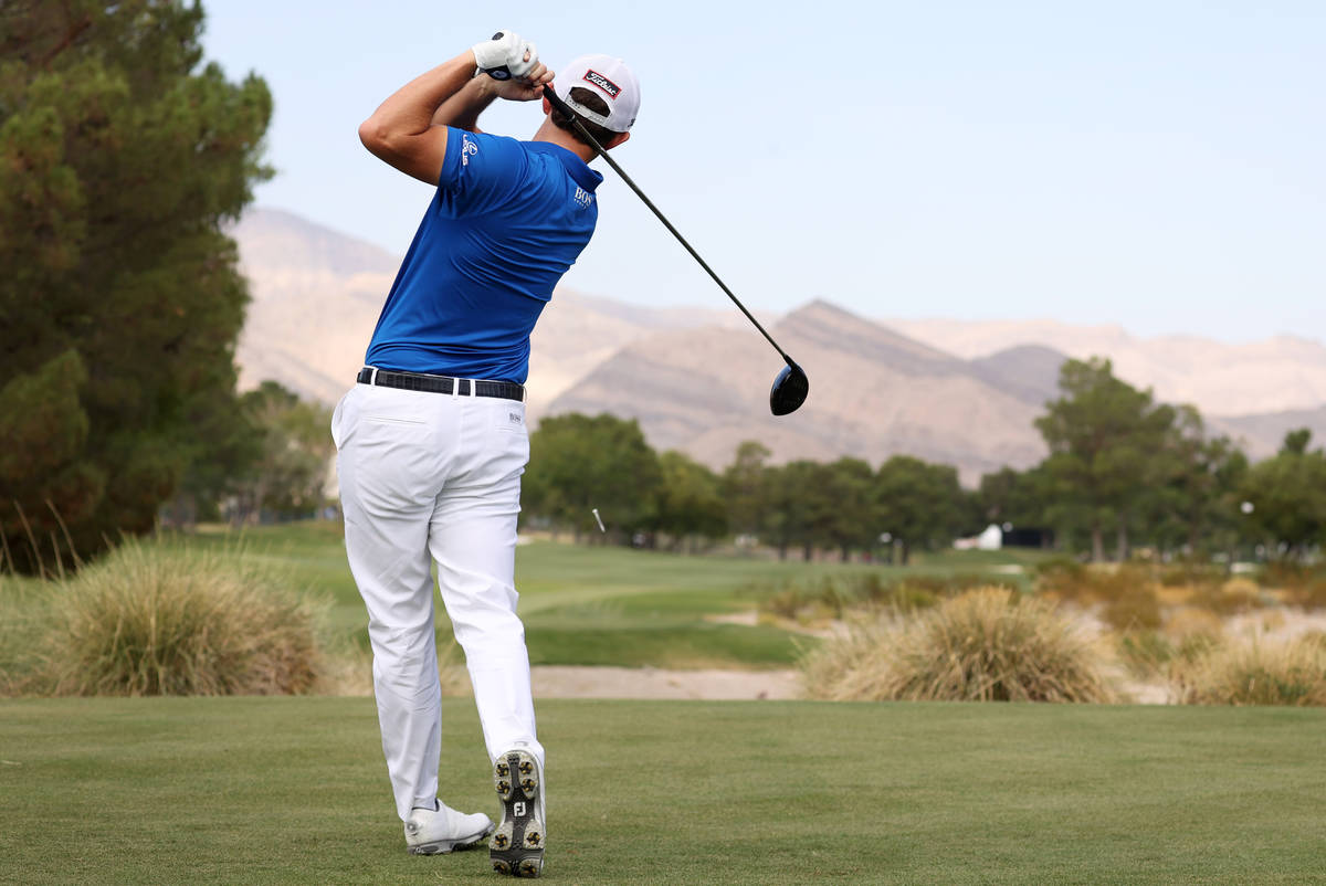 Patrick Cantlay tees off at the ninth hole during round two of the 2020 Shriners Hospitals for ...