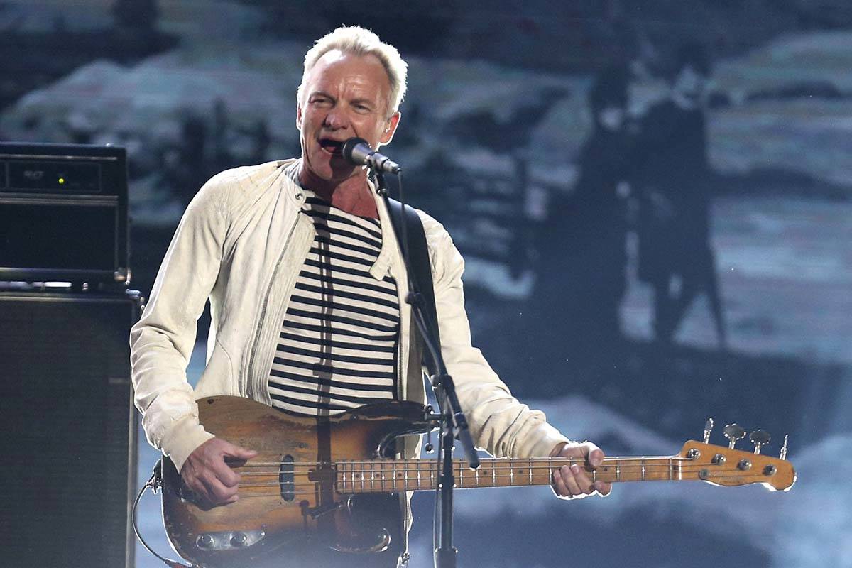 Sting performs at the 60th annual Grammy Awards in New York, Jan. 28, 2018. (Matt Sayles/Invisi ...