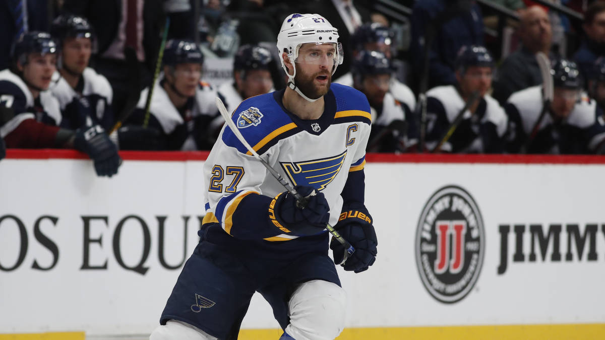 St. Louis Blues defenseman Alex Pietrangelo (27) in the second period of an NHL hockey game Sat ...