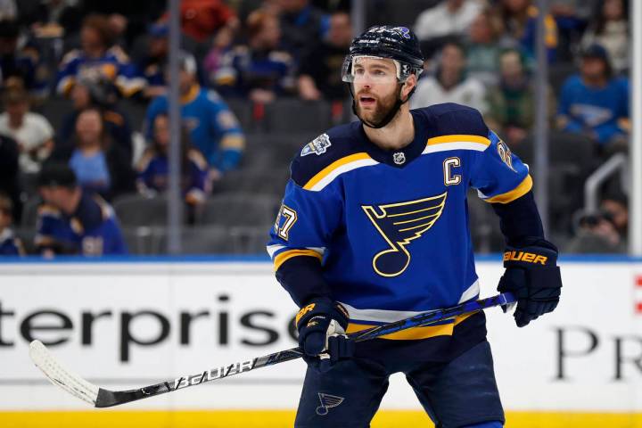 St. Louis Blues' Alex Pietrangelo in action during the first period of an NHL hockey game again ...