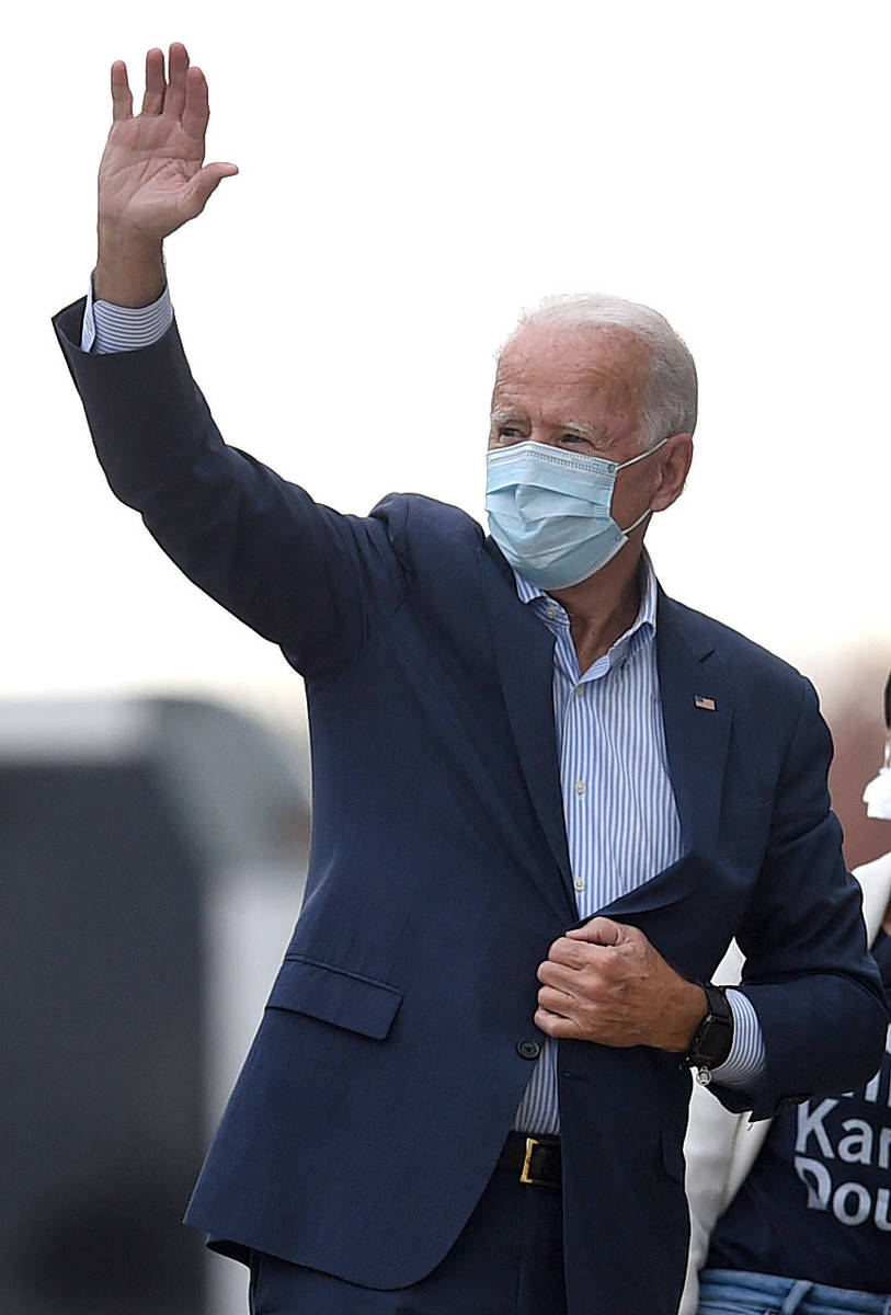 Democratic presidential candidate former Vice President Joe Biden arrives for a tour at the Plu ...