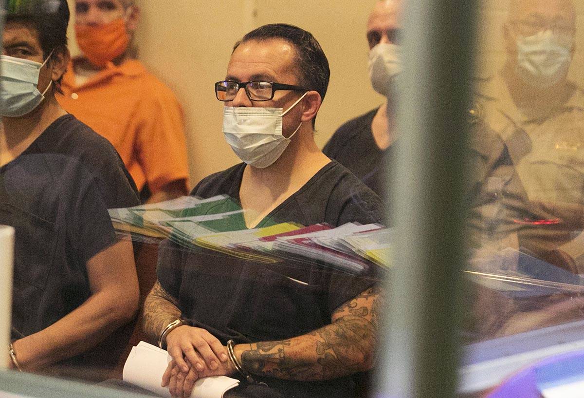 Phillip Merrill, a friend of suspected boogaloo member Stephen Parshall, appears in court at th ...