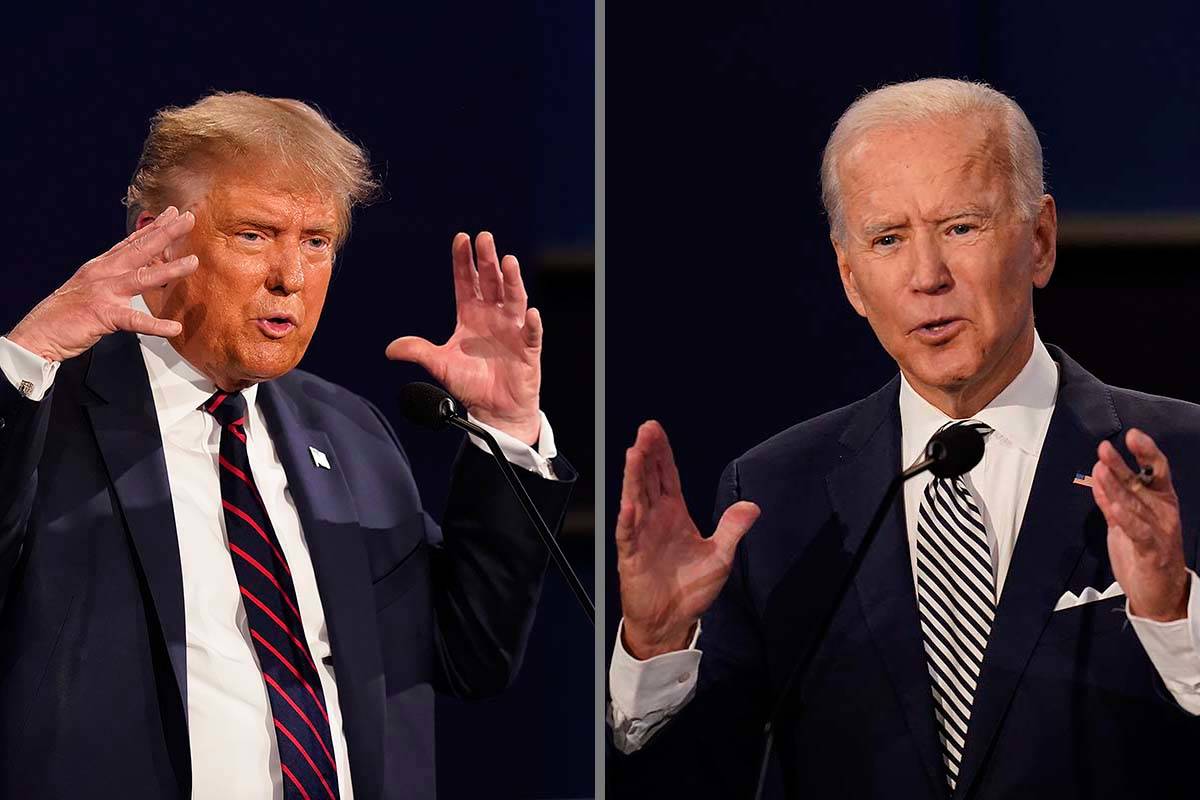 President Donald Trump, left, and former Vice President Joe Biden during the first presidential ...