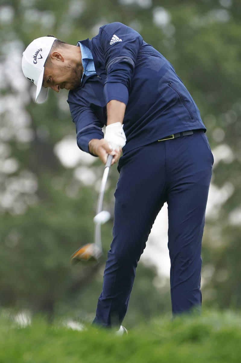 Xander Schauffele, of the United States, plays his shot from the sixth tee during the second ro ...