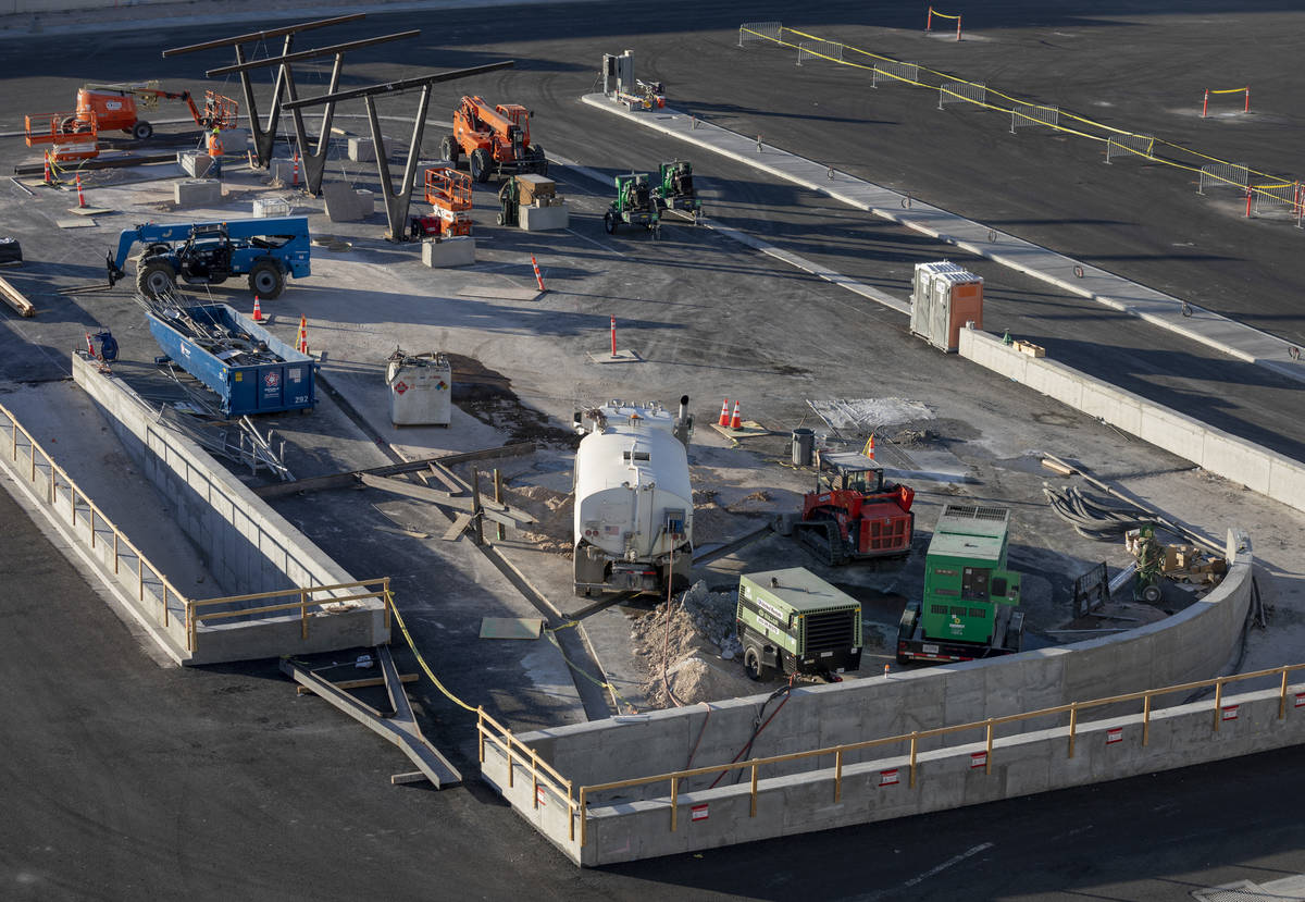 One of the underground people mover stations is seen under construction just north east the Las ...