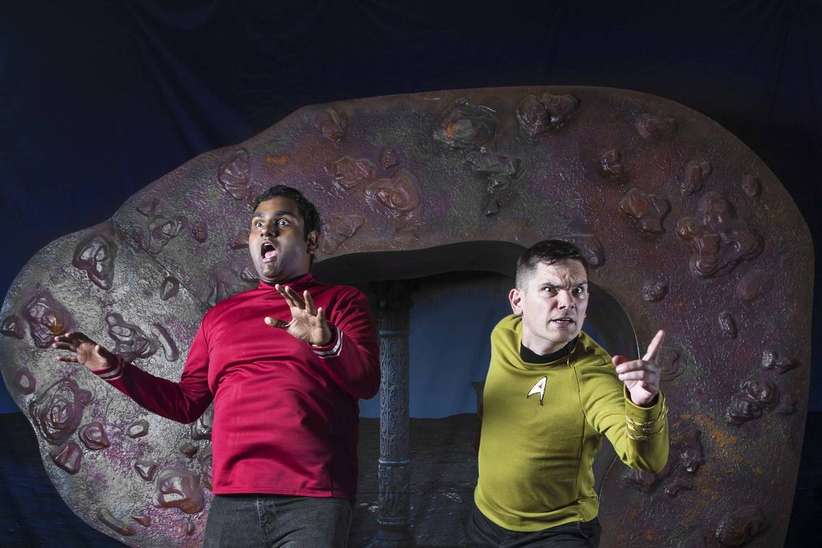 Shashank Avvaru, left, from Little Rock, Ark., and Barry DeFord, from Edmonton, Canada, at the ...