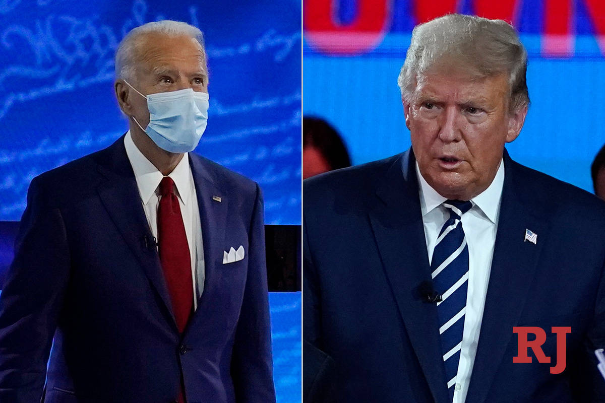 Joe Biden, left, and Donald Trump, right, participated in televised town halls on Thursday, Oct ...