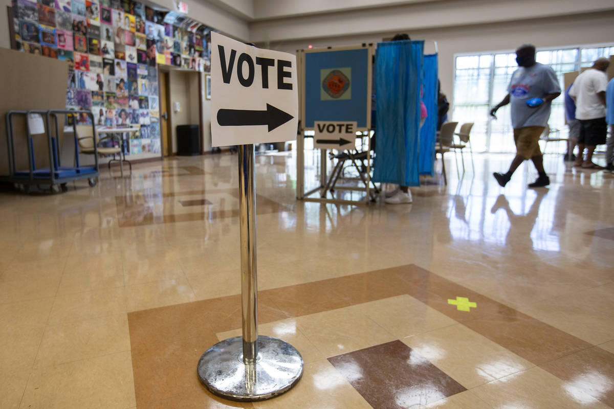 Doolittle Community Center is open for early voting on Saturday, Oct. 17, 2020, in Las Vegas. ( ...
